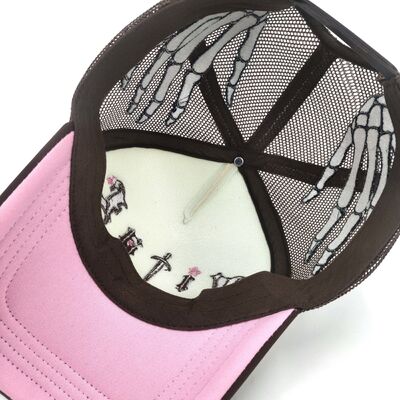 Personalize Sport Patterns Custom Embroidery Trucker Hats Skull Bone Hand Embroidered On Side 5 panel Snapback