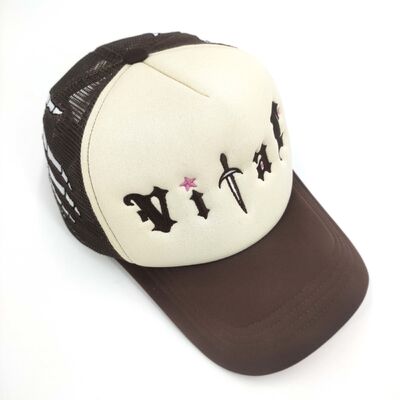 Personalize Sport Patterns Custom Embroidery Trucker Hats Skull Bone Hand Embroidered On Side 5 panel Snapback