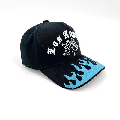 Cotton Suede 5 Panel Custom Hats Baseball Cap 3D Embroidery Rhinestone Detail Gorras