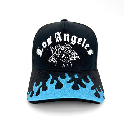 Cotton Suede 5 Panel Custom Hats Baseball Cap 3D Embroidery Rhinestone Detail Gorras