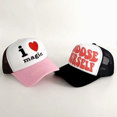 3D Embroidery Mesh Trucker Hats Puff Printed 58-60CM Adjustable for Unisex