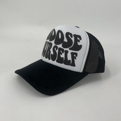 5 Panel 100% Polyester Mesh Trucker Hat Two Tone Custom logo 3d Puff Printing