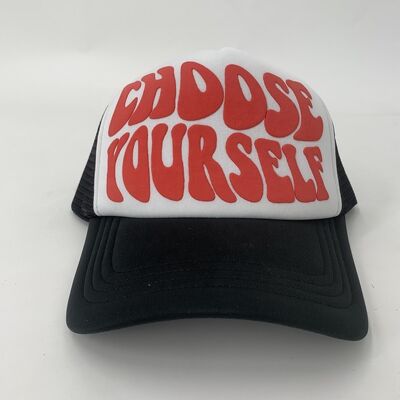 5 Panel 100% Polyester Mesh Trucker Hat Two Tone Custom logo 3d Puff Printing