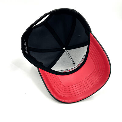5 Panel PU Leather Custom Hats Baseball Cap Patch Logo Stitching Personalized