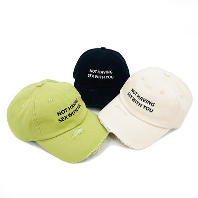6 Panel Unstructured Distressed Cotton Dad Hat Vintage Embroidery Baseball Cap