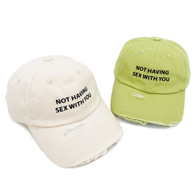 6 Panel Unstructured Distressed Cotton Dad Hat Vintage Embroidery Baseball Cap