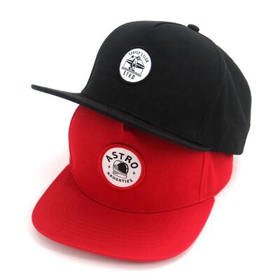 Custom Flat Brim 5 Panel Snapback Caps Embroidered Patch Structured Hat Adjustable