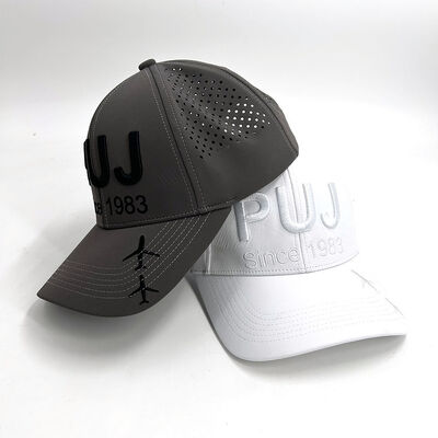 6 Panel Laser Cut Perforated Golf Dad Hat Waterproof 3D Embroidery Baseball Cap