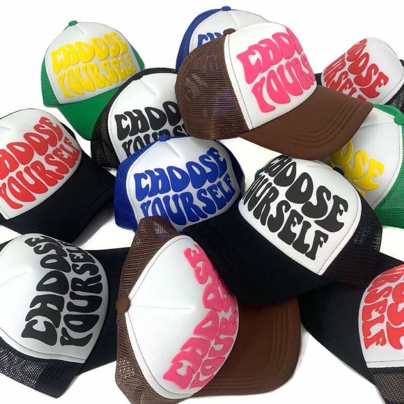 5 Panel 100% Polyester Mesh Trucker Hat Two Tone Custom logo 3d Puff Printing
